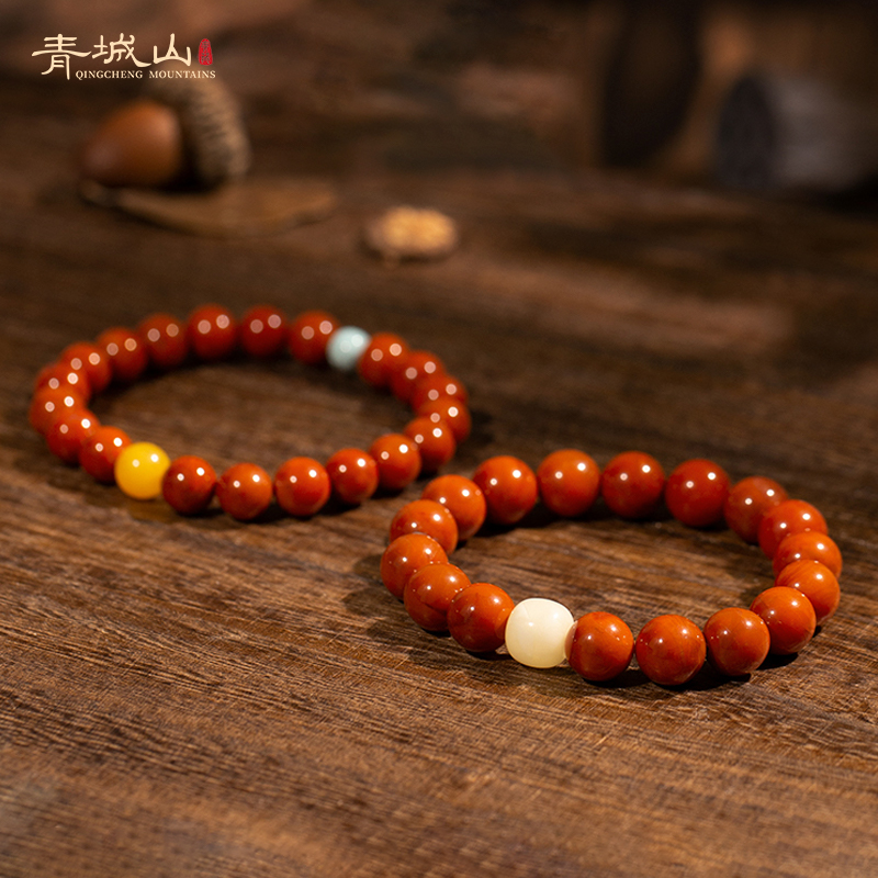 青城山正宗南红玛瑙手串8/10mm川料柿子红女士精美单圈红色手串