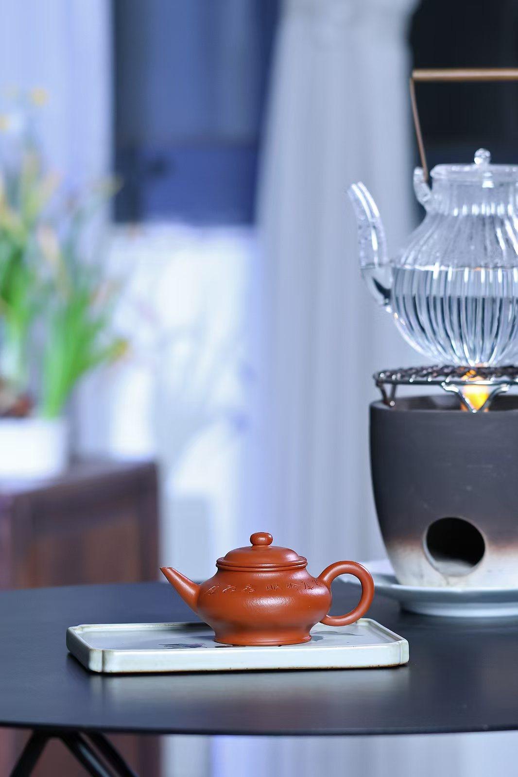 水平壶—原矿朱泥150cc，武老师全手工制，文心刻