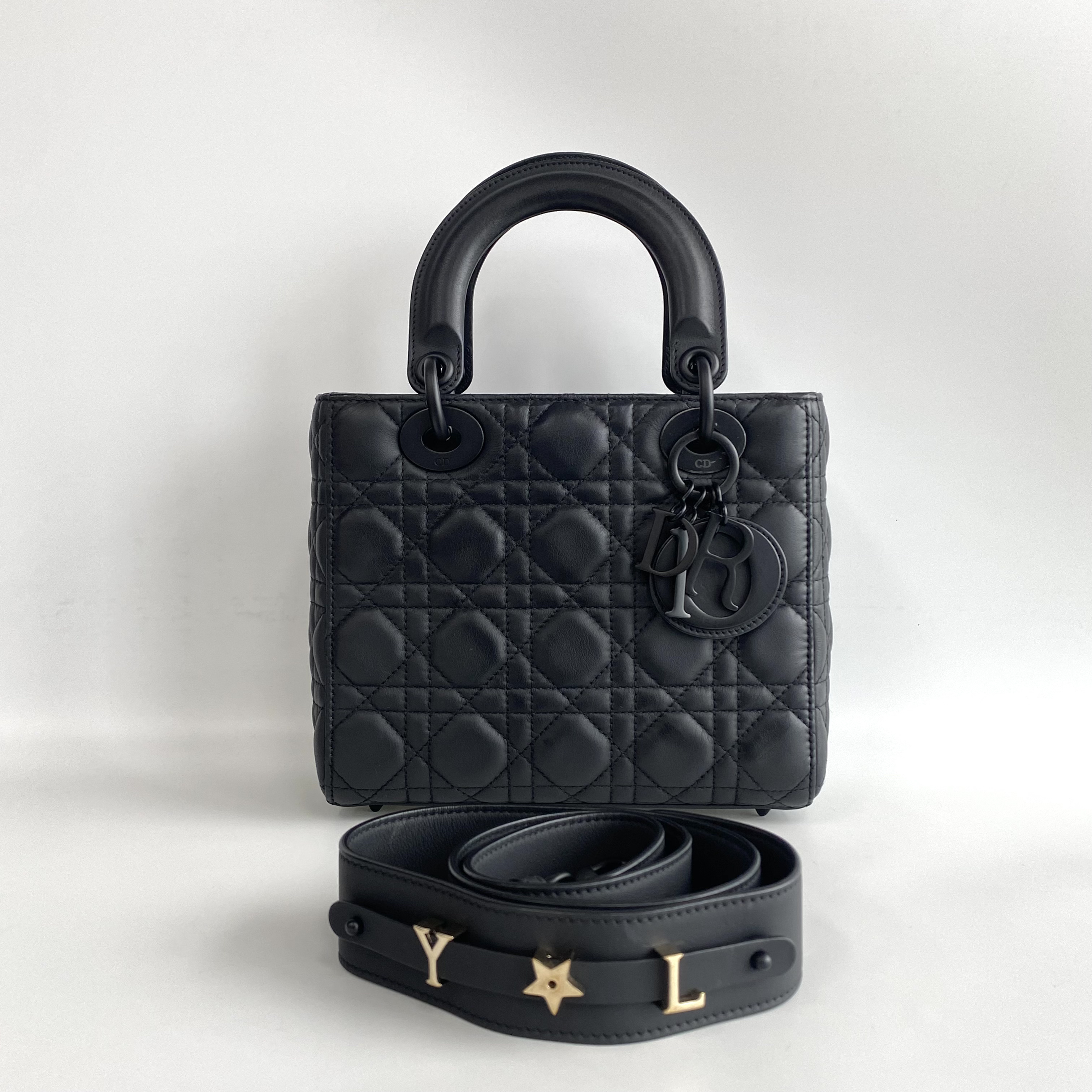 99新 DIOR/迪奥 98新 磨砂黑四格戴妃女士