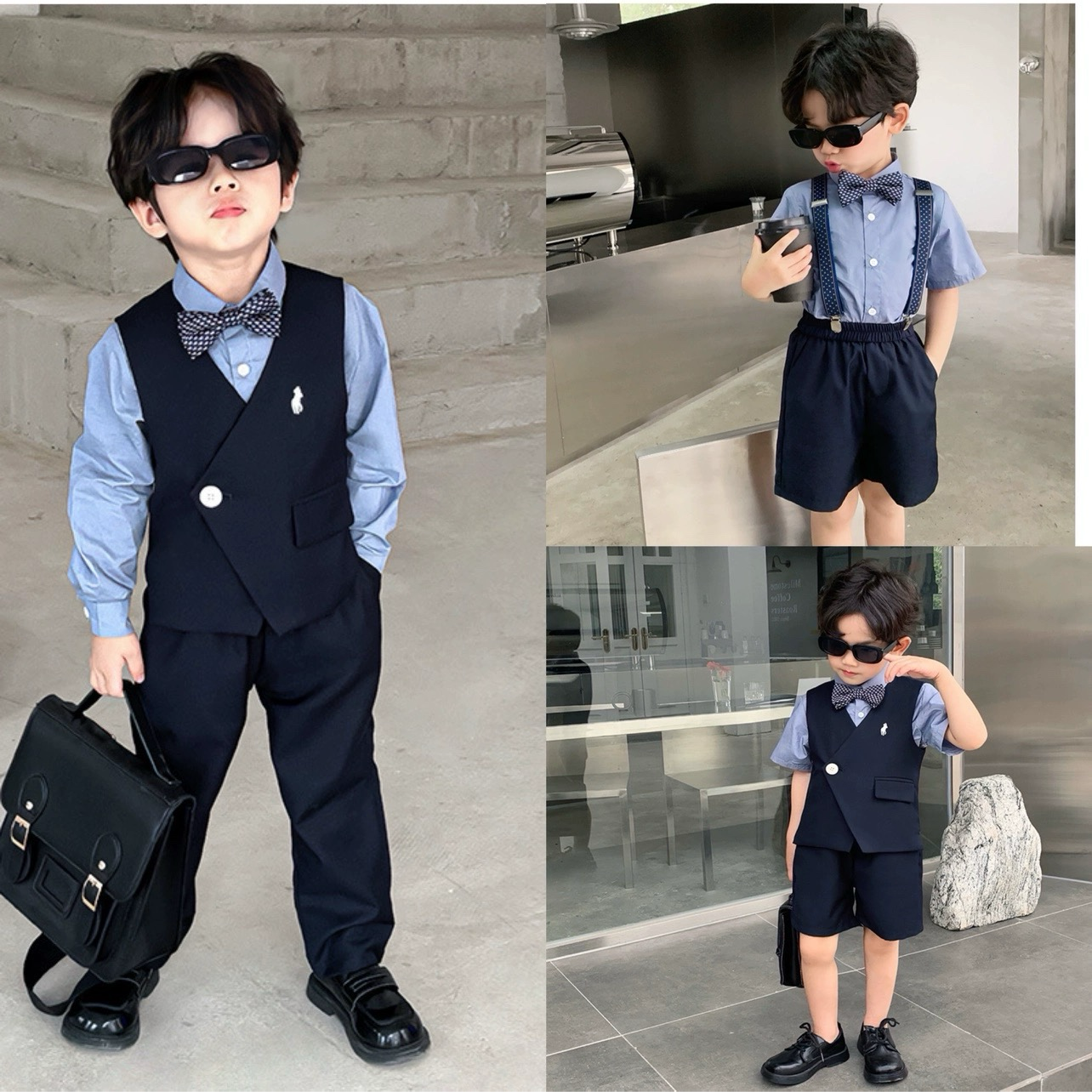 男童春夏新款套装周岁生日花童婚礼服主持人钢琴绅士英伦风演出服