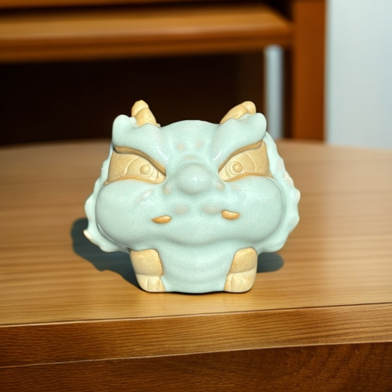 【念恩】汝州汝瓷手工陶瓷创意茶宠龙年大吉摆件开片可养汝窑茶具