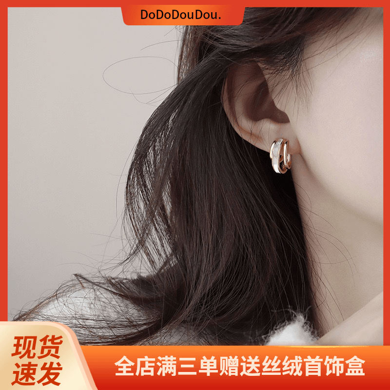 黎明法式独特耳环气质耳钉蚊香盘耳夹职场百搭耳饰