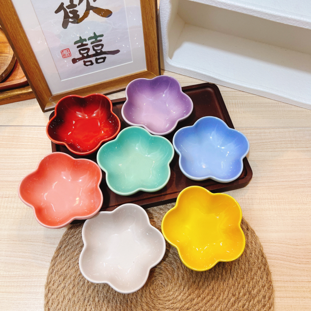 F84酷彩糖果色陶瓷花朵口碟骨碟蘸料碟家用餐具包邮