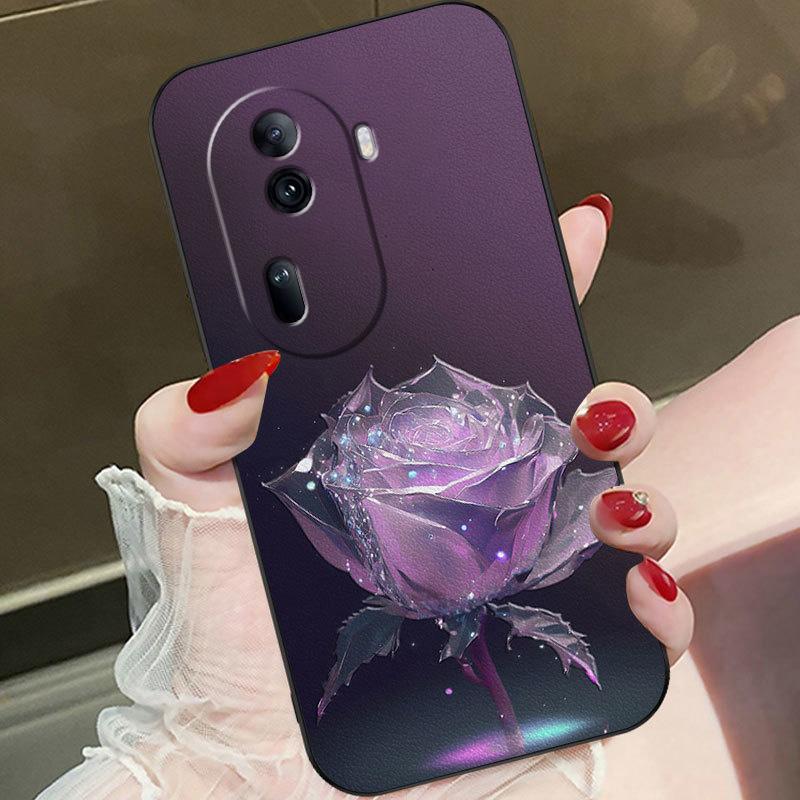 适用于opporeno11手机壳欧珀11时尚紫色玫瑰女防摔软壳全包式