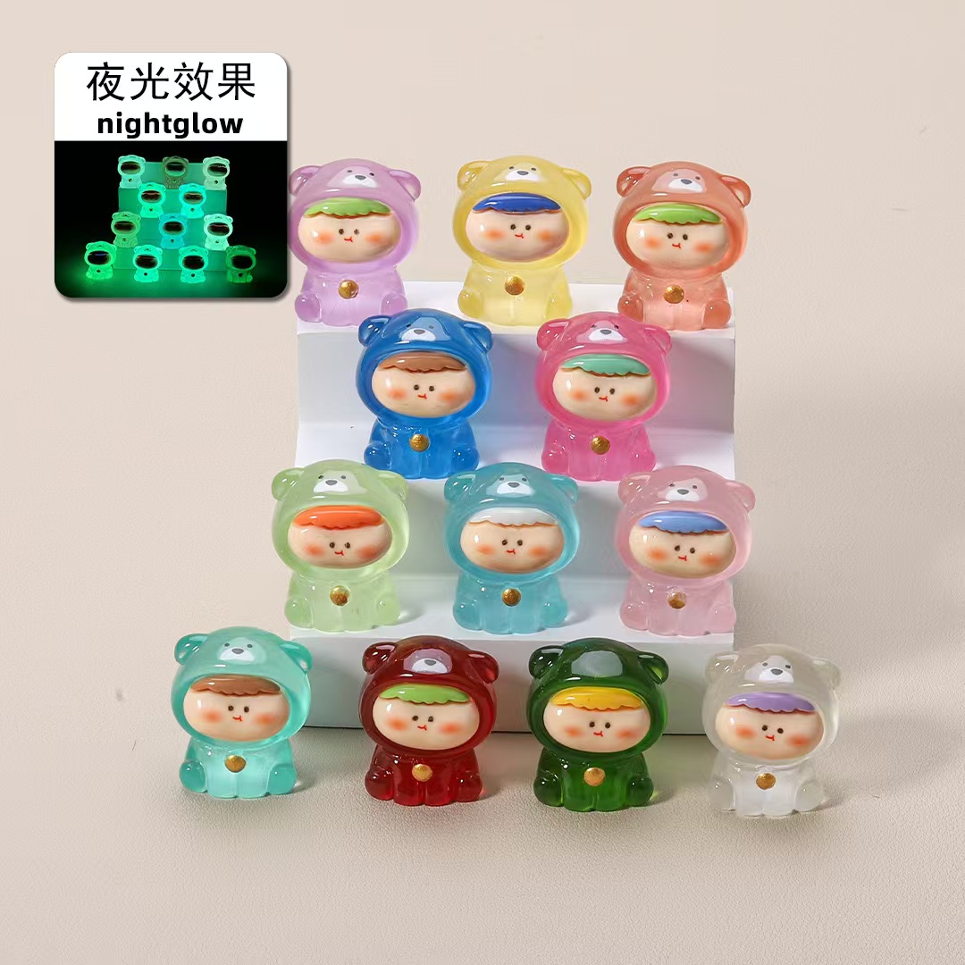 （九宫格+双许愿+对碰）夜光小熊李四 DIY潮玩萌粒手工饰品摆件挂件