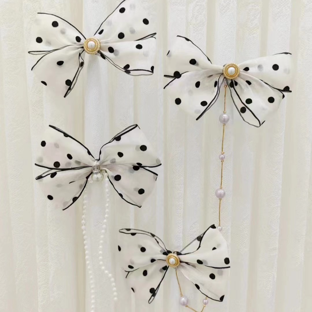 一明窗饰新款窗帘装饰品波点蝴蝶结小圆点蝴蝶结带别针