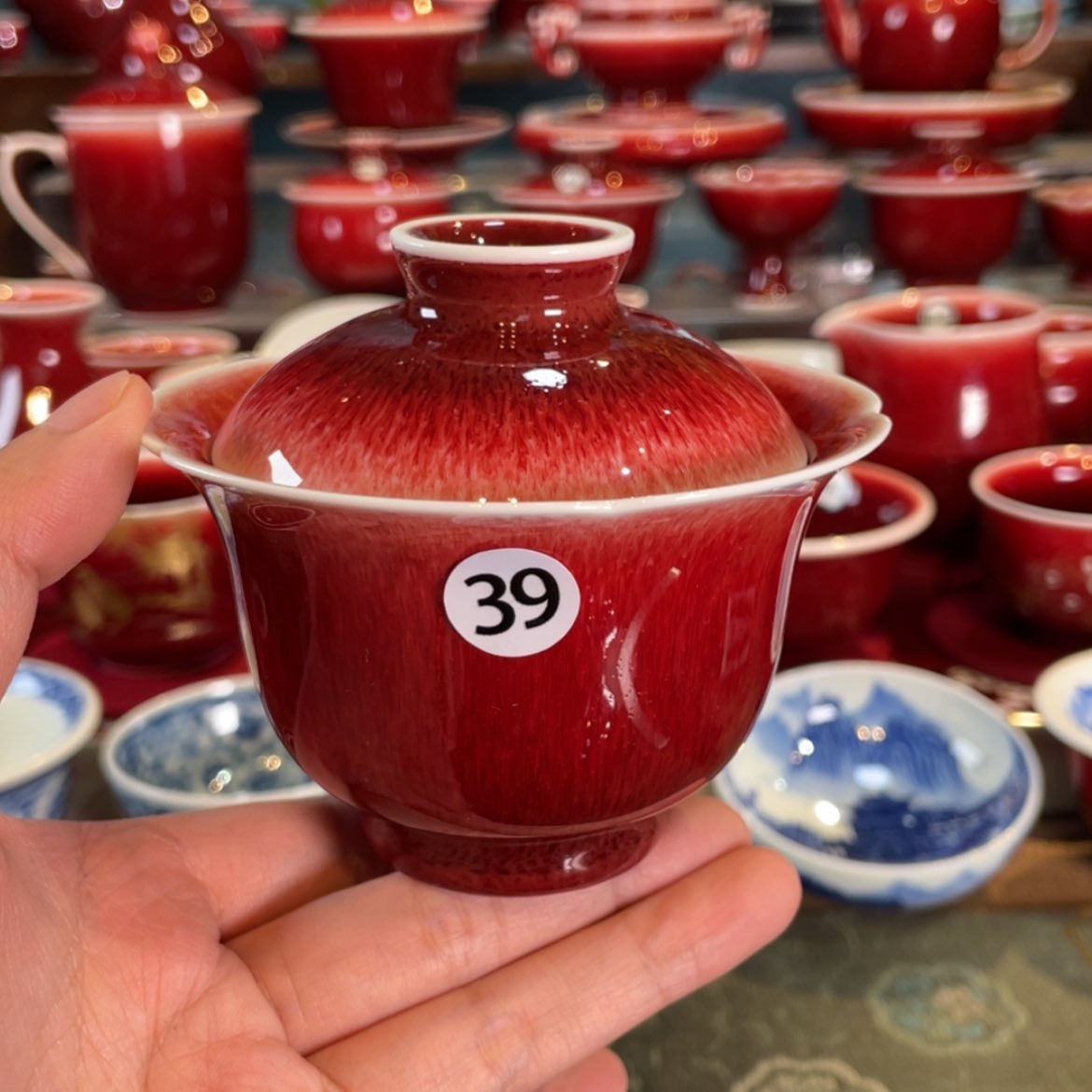 【闪购商品】陶瓷闻轩坊原矿郎红、盖碗