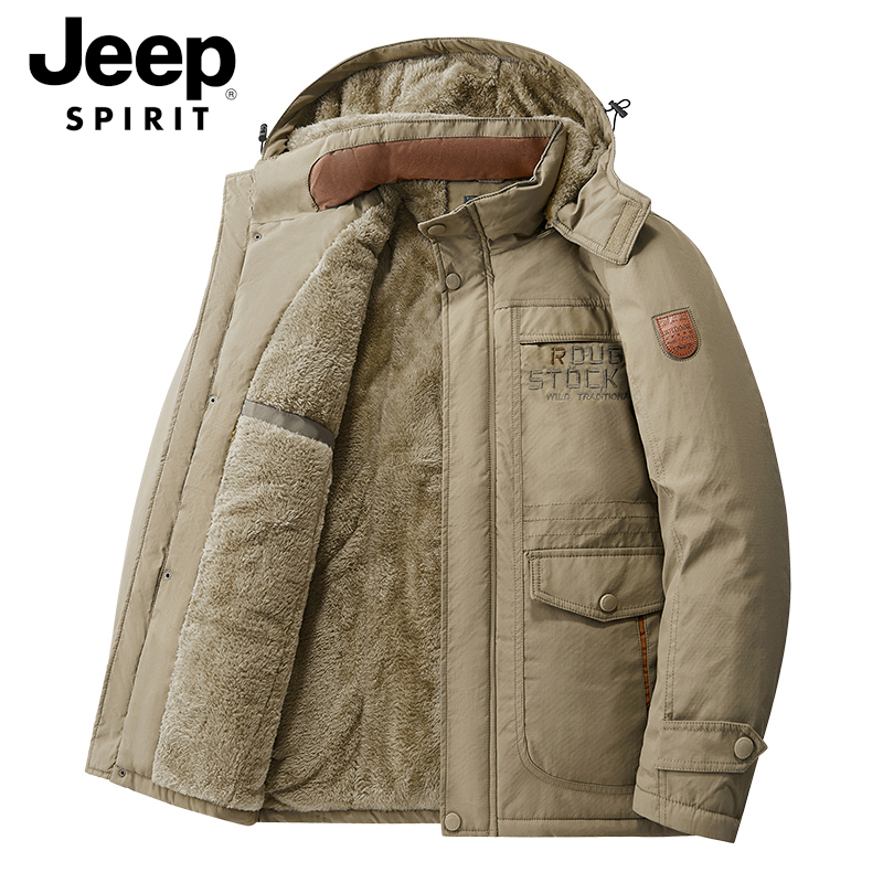 Jeep吉普冬季棉衣加厚加绒保暖男士休闲棉服防风防水外套冬天棉袄
