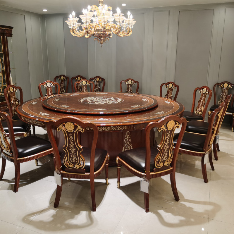 BJ1001W-36圆桌转盘进口金叉薄皮进口贝壳拼花纯铜配饰英式做旧