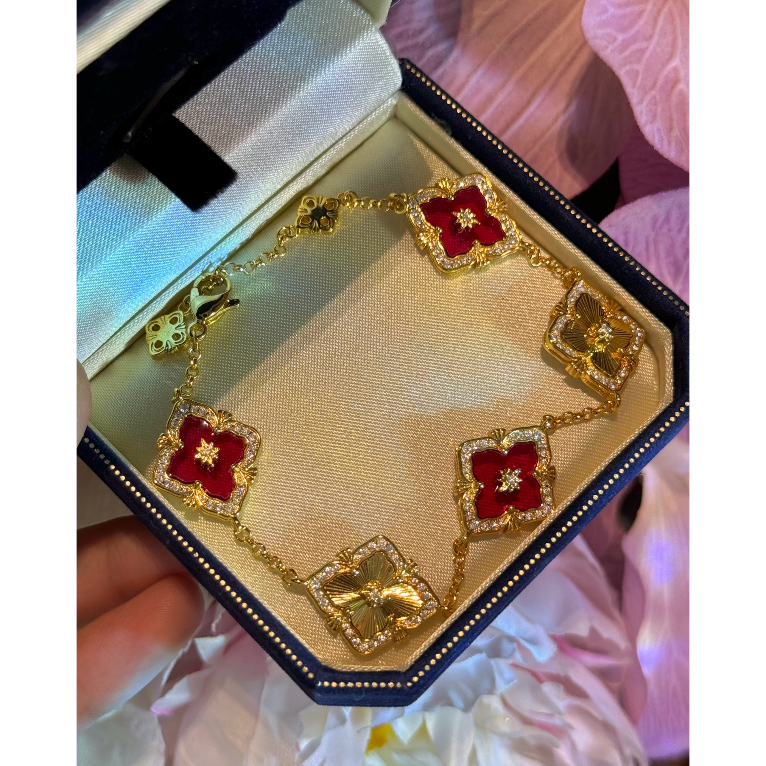 铜合金合成锆石手链 麻花专属 意大利拉丝工艺五花菱形手链P0607