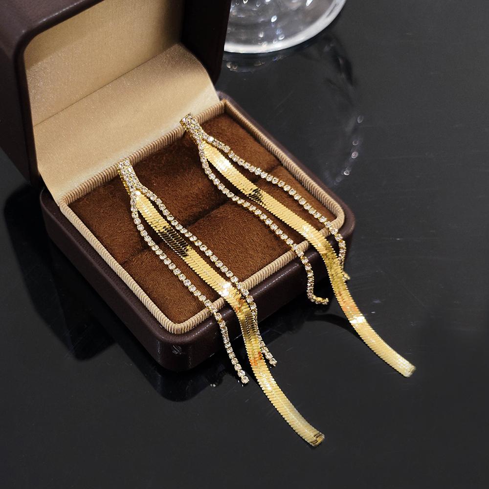 铜合金耳饰 气质轻奢时尚百搭小众欧美简约长款耳环N2188