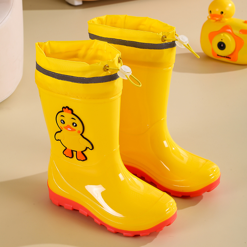 小黄鸭儿童雨鞋高筒防滑耐磨男女孩幼儿加绒冬天学生雨靴长筒加厚