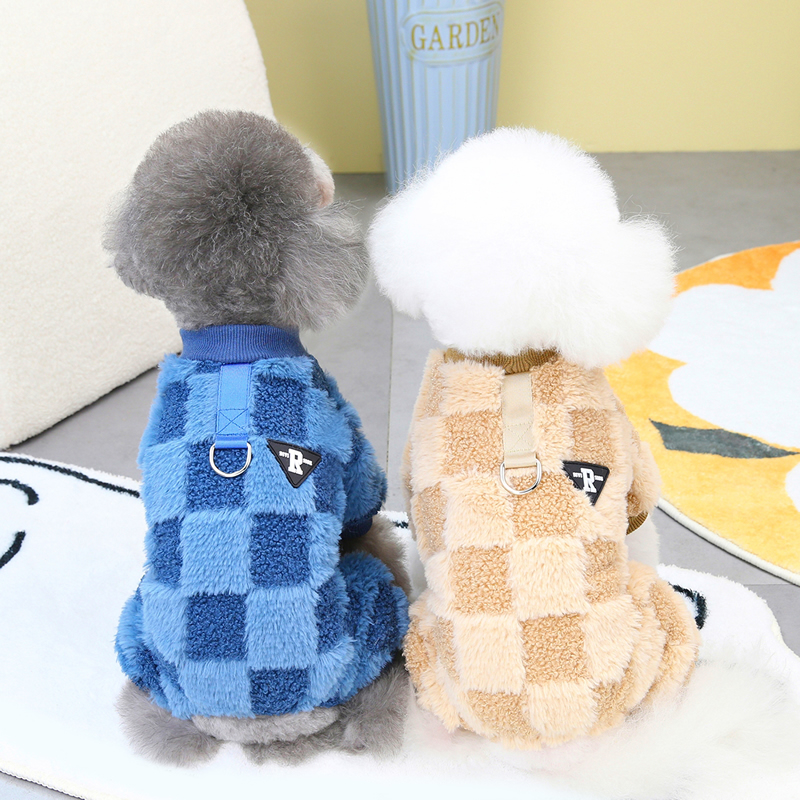 狗狗衣服秋冬装加绒新款泰迪比熊小狗宠物冬季加厚版R标四腿绒衣