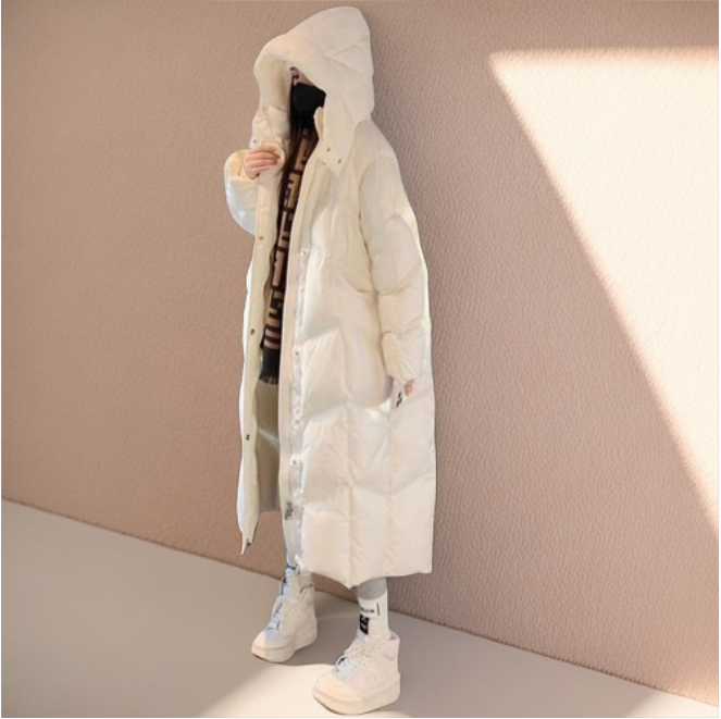 雪中飞羽绒服羽绒服白色过膝长款女2023冬装女童宽松户外加厚休闲