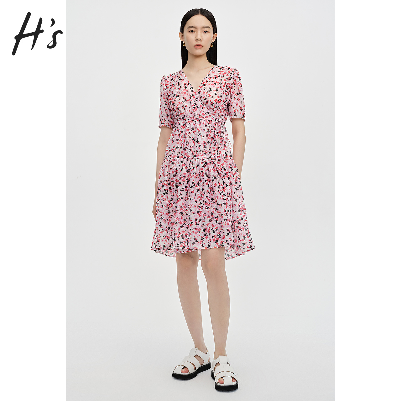 HS碎花连衣裙夏季新款女装商场同款收腰A字裙法式茶歇中长裙