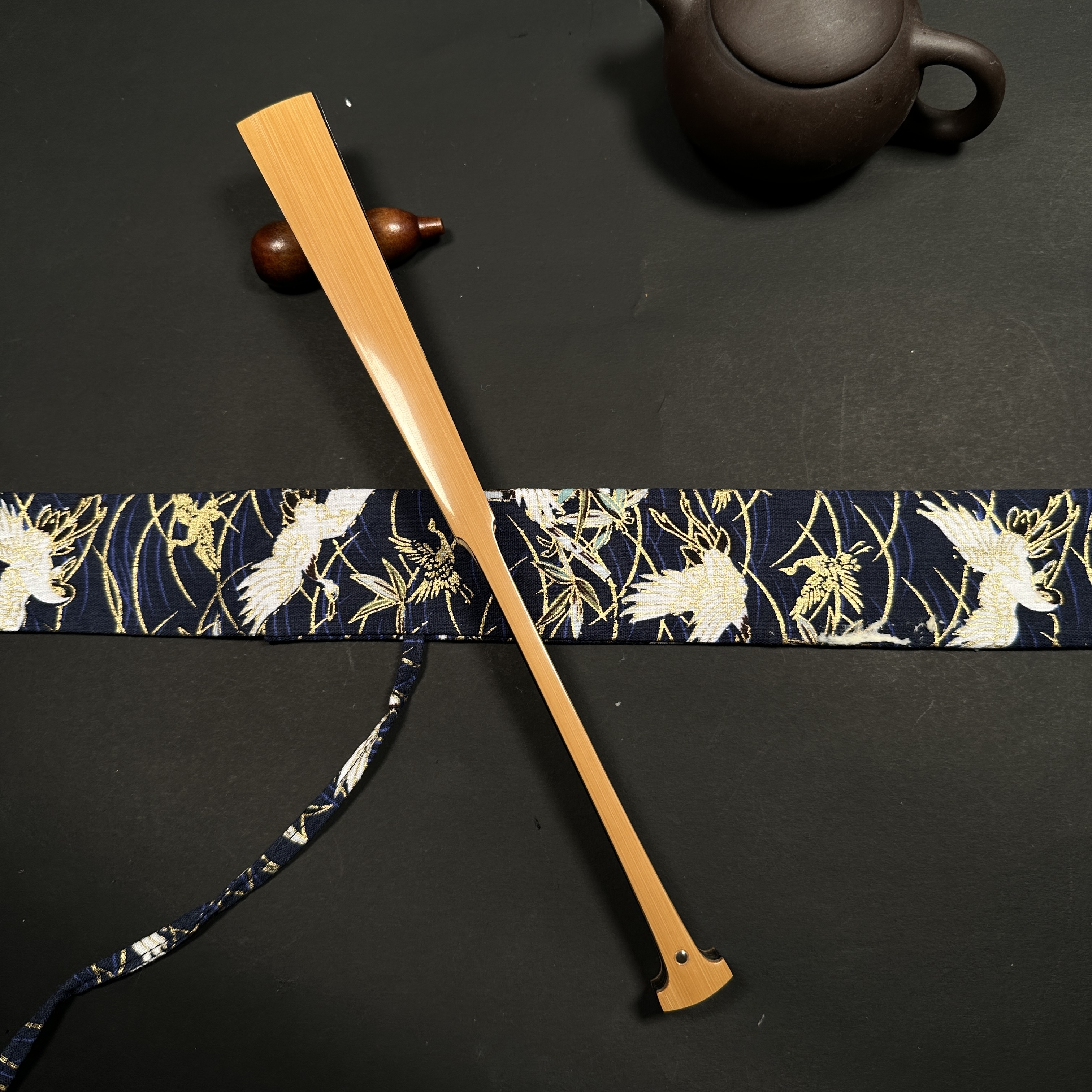 游巍纯手工精制 玉竹铲子折扇 文玩折扇 收藏把玩扇子