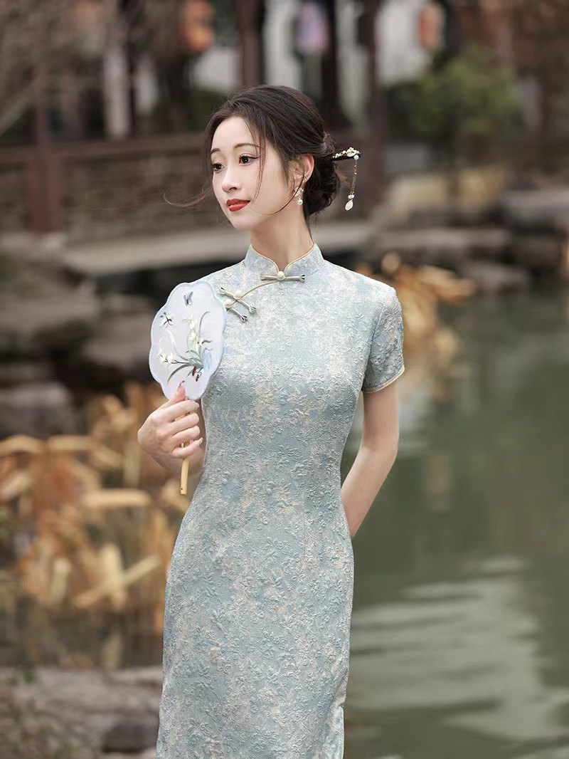 GUXI/故汐故汐上新复古中国风春夏品质改良夏季中长款显瘦旗袍