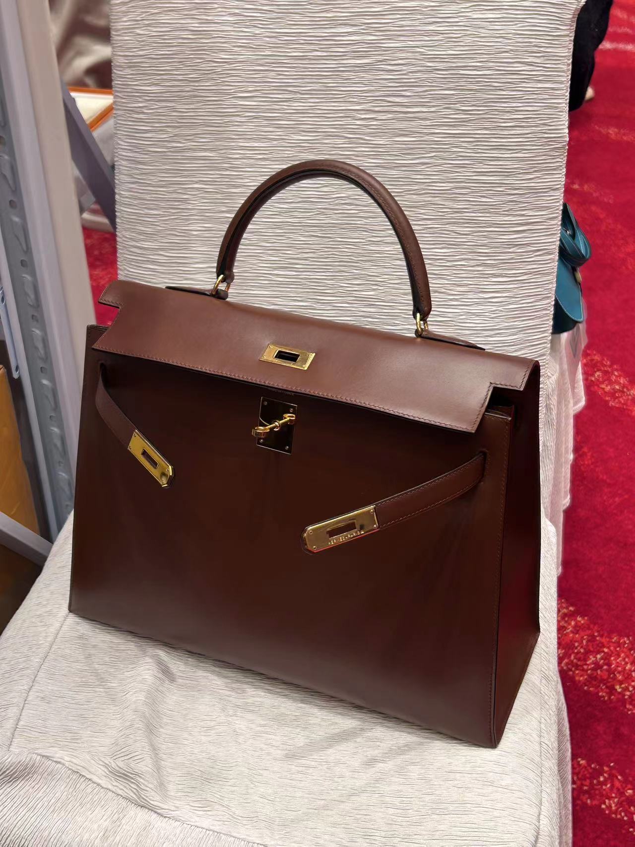 95新  爱马仕  巧克力 kelly 35 包