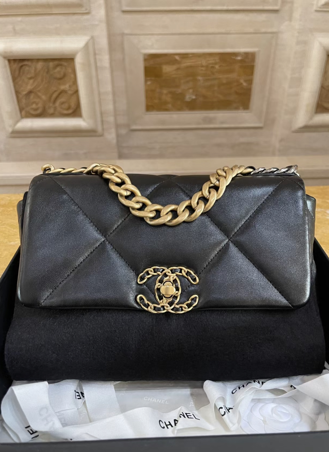 全新未使用 Chanel/香奈儿 芯片款23年黑色19bag包 26cm 9505056