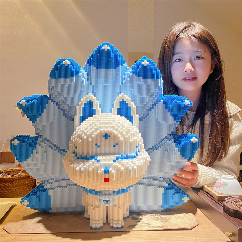 壹潮乐森玩具拼图新款九尾狐狸女孩系列高难度益智积木摆摊手工di