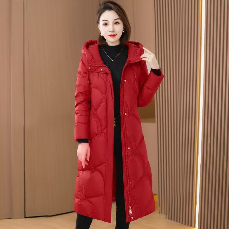 雪中飞2023冬季新款韩版洋气羽绒服女中长款过膝加厚修身连帽时尚