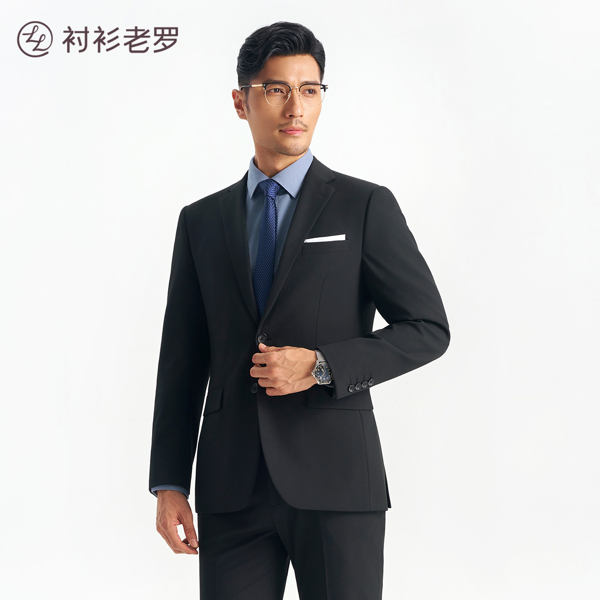 【总裁一号单西】衬衫老罗平驳领双开衩色织西服上装轻奢MX2206