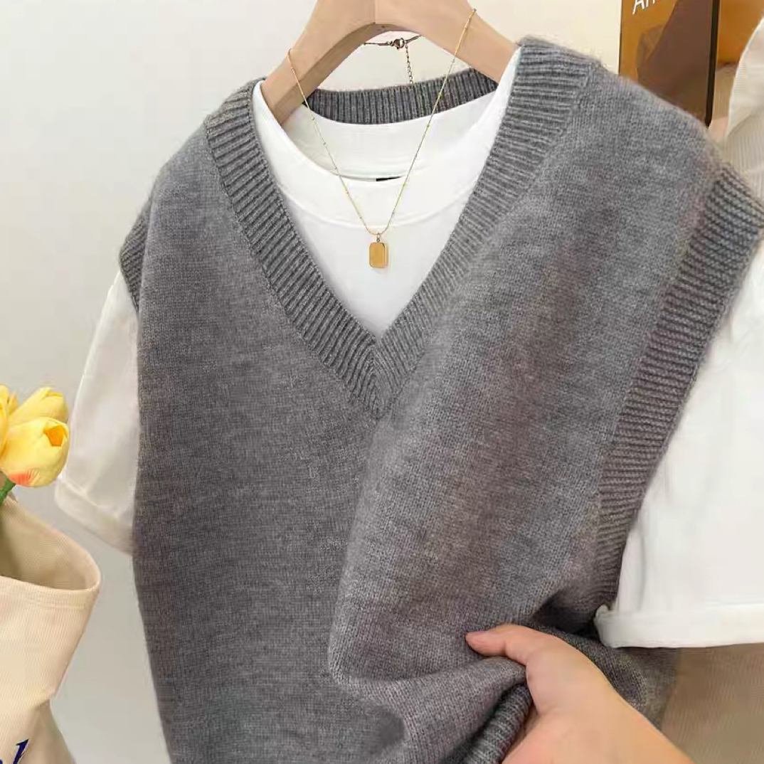 春秋正肩马甲背心纯色百搭基础款针织坎肩女无袖减龄马甲女款2402