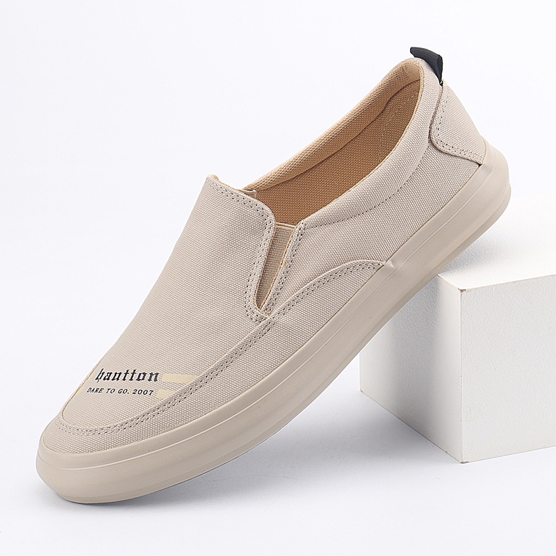 春夏蔳款男士一脚蹬帆布鞋百搭板鞋透气软底轻便老北京布鞋#23048