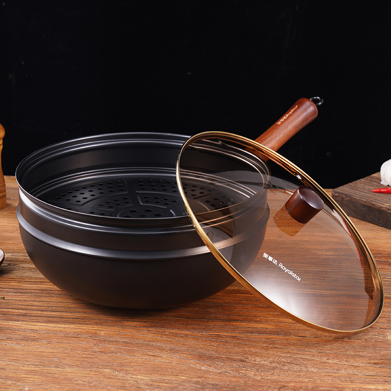 荣事达章丘铁锅圆形不挑灶具不粘锅加厚炒菜耐高温无涂层锻打开锅