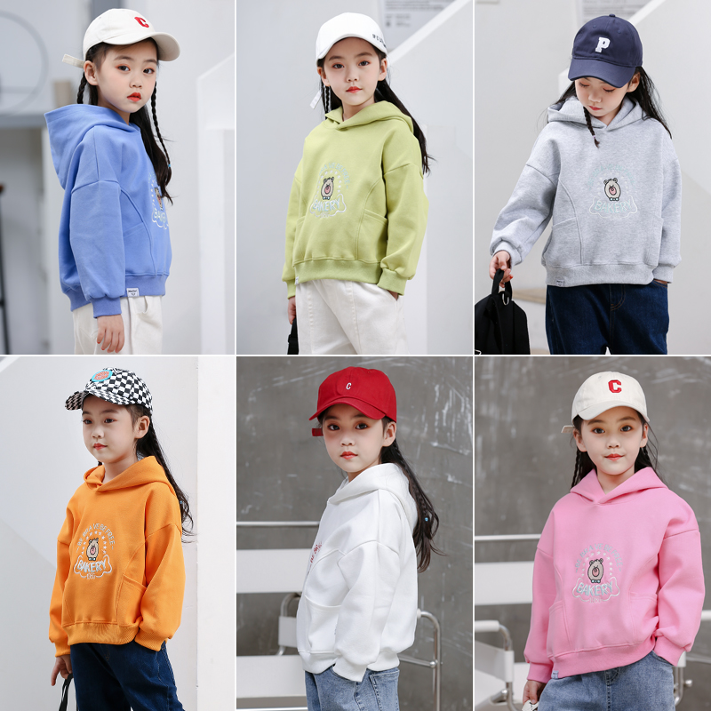 【清仓】女童连帽卫衣2022春季新款洋气中小童装上衣韩版时尚