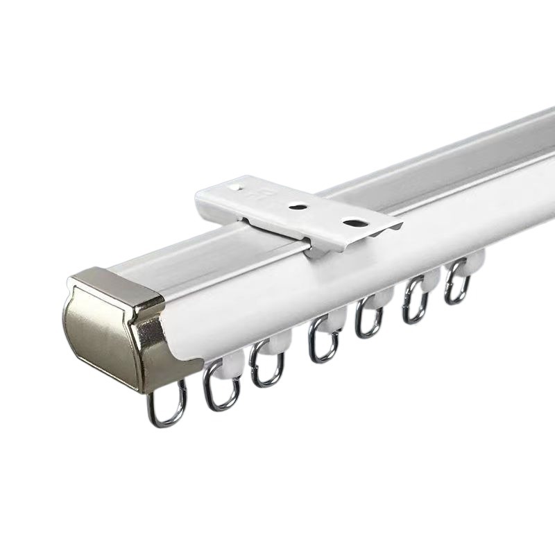 加厚铝合金窗帘消音轨道罗马杆弯轨道配件单双杆U型静音滑轨双层