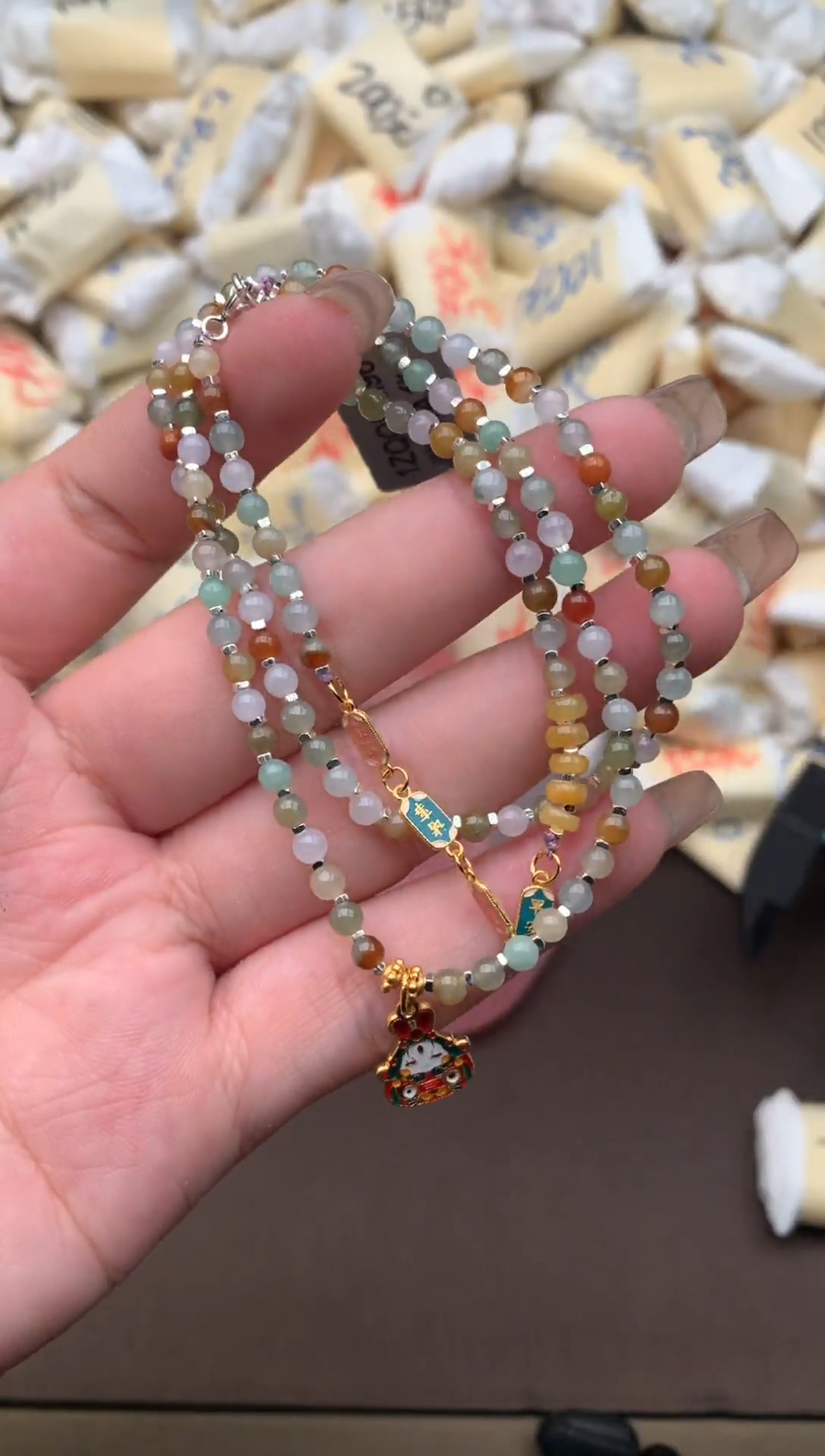 【闪购商品】翡翠颈饰银S925镶嵌小米珠串