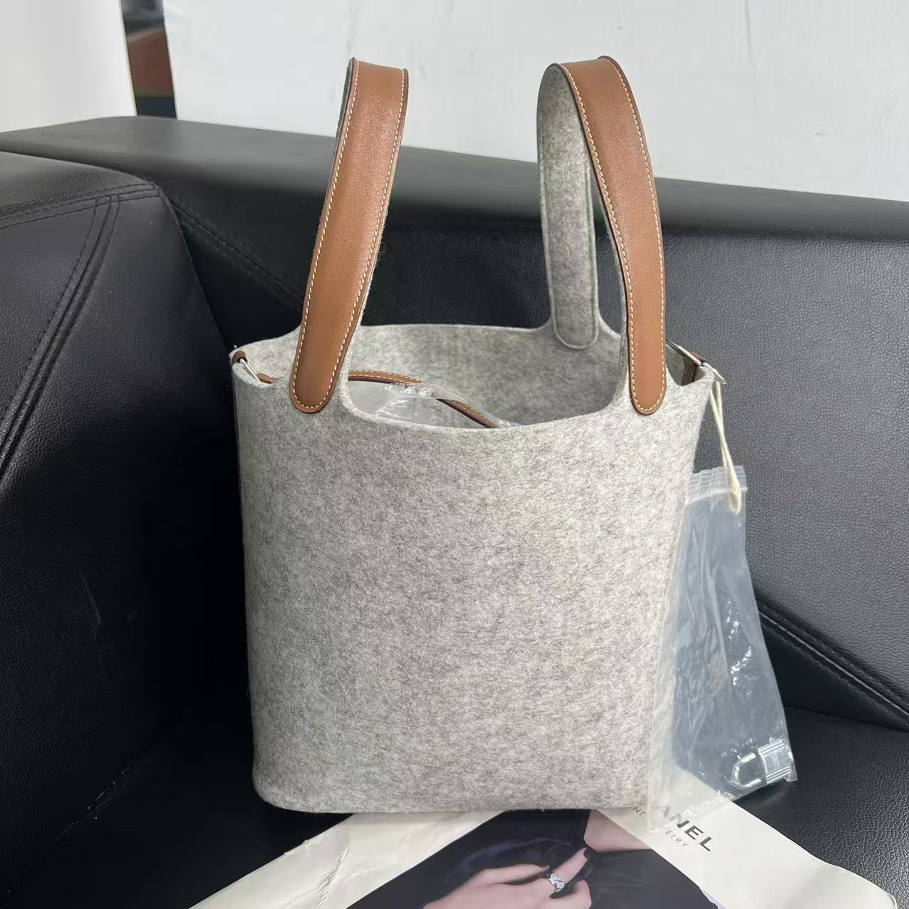 95新 Hermes/爱马仕 捐金沉珠/毛毡22菜篮子 Z刻