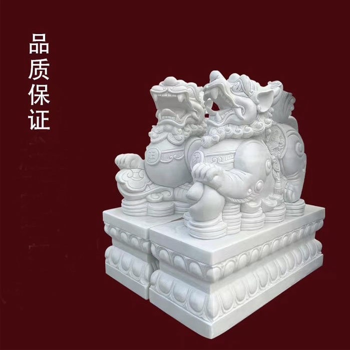 石雕貔貅一对汉白玉晚霞红青石貔貅家用门店商铺门口摆件手工中式