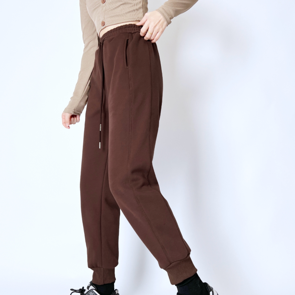 特价麻丝线冬季加绒束口裤休闲裤复古卫裤显瘦直筒高腰宽松长裤