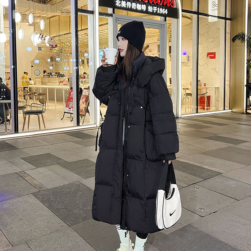 波司僜23新款羽绒服特大码300斤胖mm黑色中长款棉服女冬季新款宽