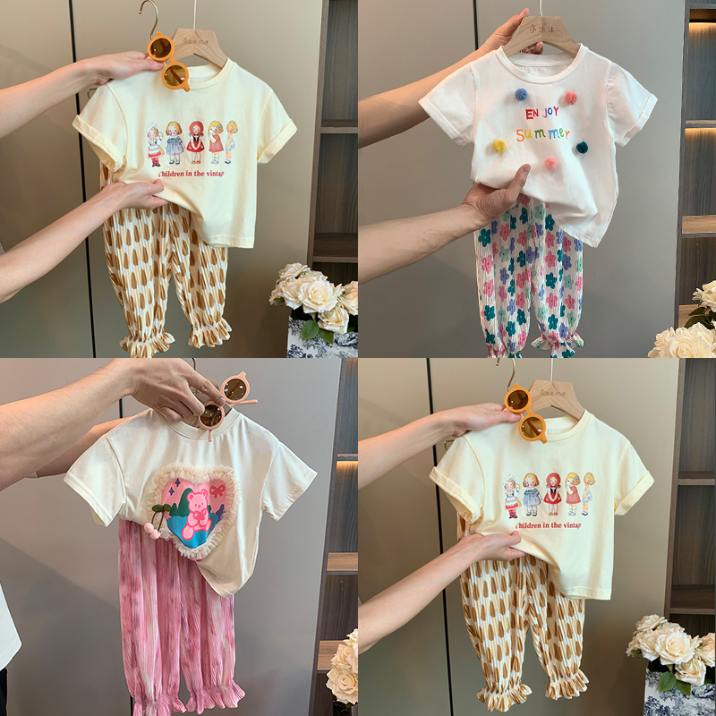 【现货特惠】女童短袖t恤2023新款儿童女宝宝夏装上衣洋气时髦