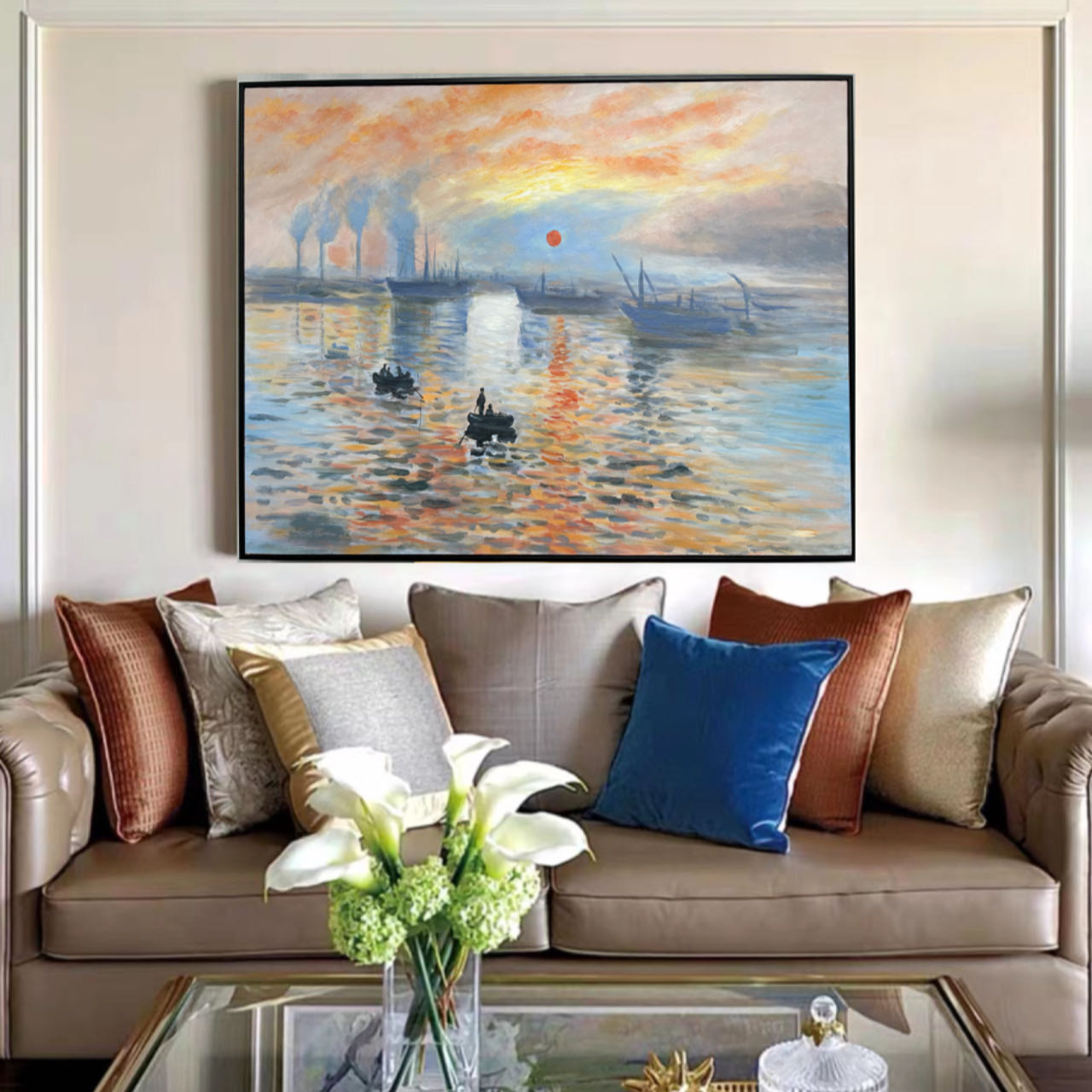 莫奈（日出）餐厅卧室客厅沙发装饰挂画