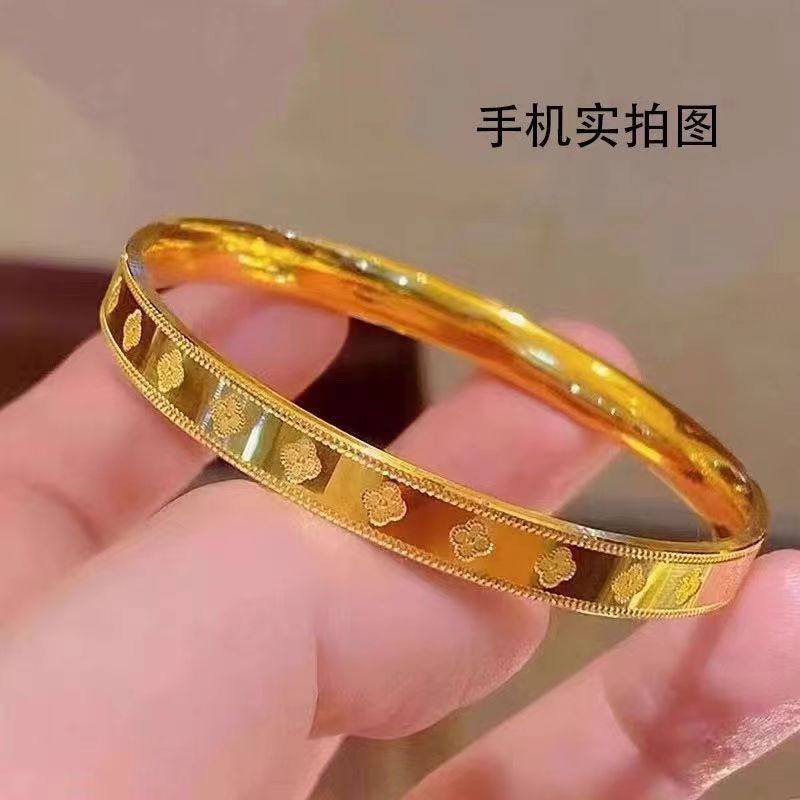 铜合金手镯 精工四叶草金色精致网红爆款