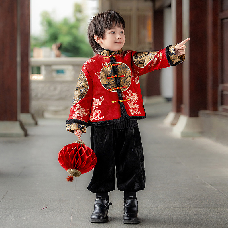 男童冬装套装2025新款儿童新中式拜年服男孩过年衣服唐装周岁礼服