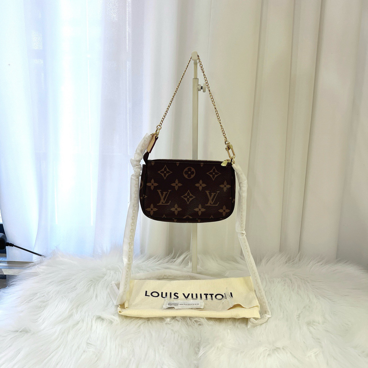 全新未使用 LouisVuitton/路易威登 23年新款老花小麻将单肩链条