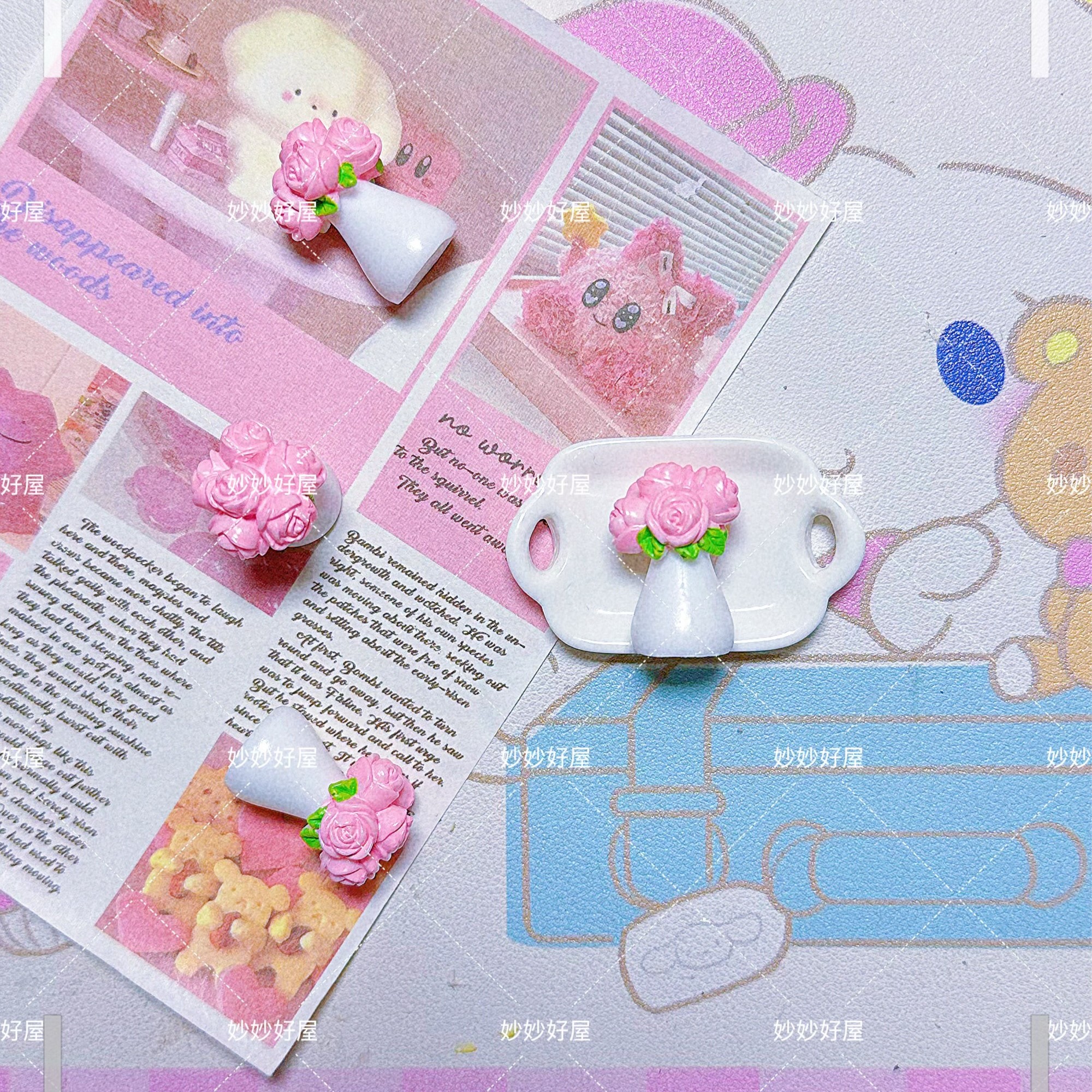 【清！满100-50】场景食玩 diy场景娃屋餐厅独家食玩奶油胶发夹树脂