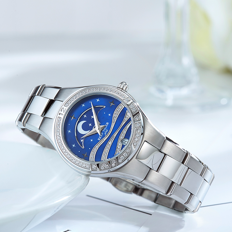联名时尚女士手表满天星辰防水镶钻钢带石英女表星月星辰