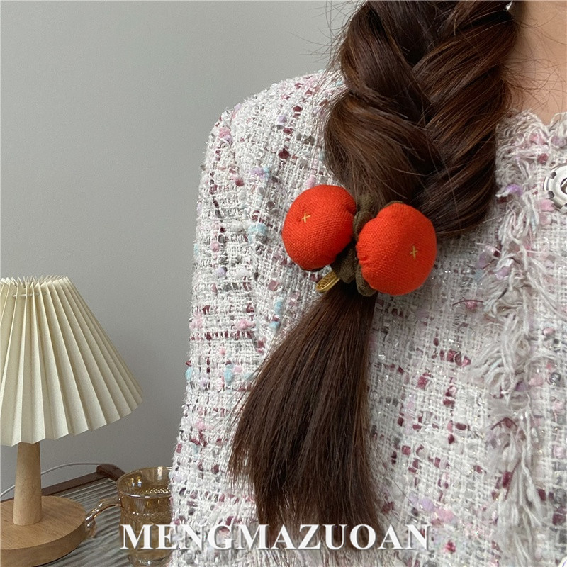 Q016 柿柿如意限定可爱田园精致手工柿子扎发发圈头绳发绳橡皮筋