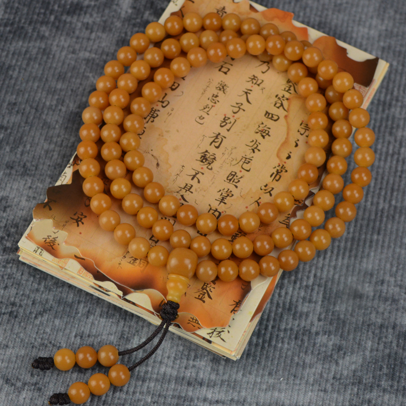 老料天然白菩提根108颗圆珠男女款陈年圆珠男女手串手持