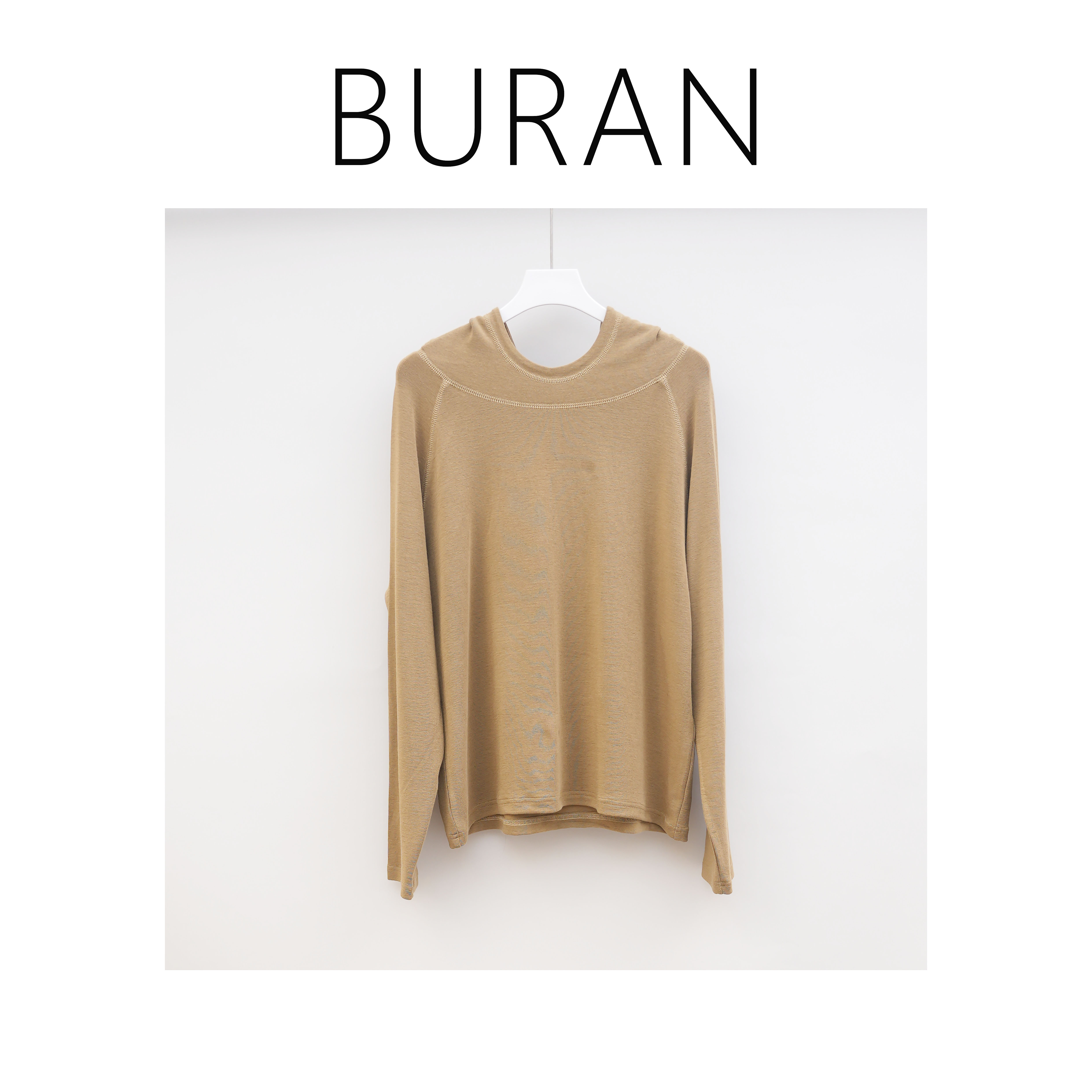 BRCP/布然初品S2307早秋新款简约气质百搭休闲设计师针织连帽卫衣