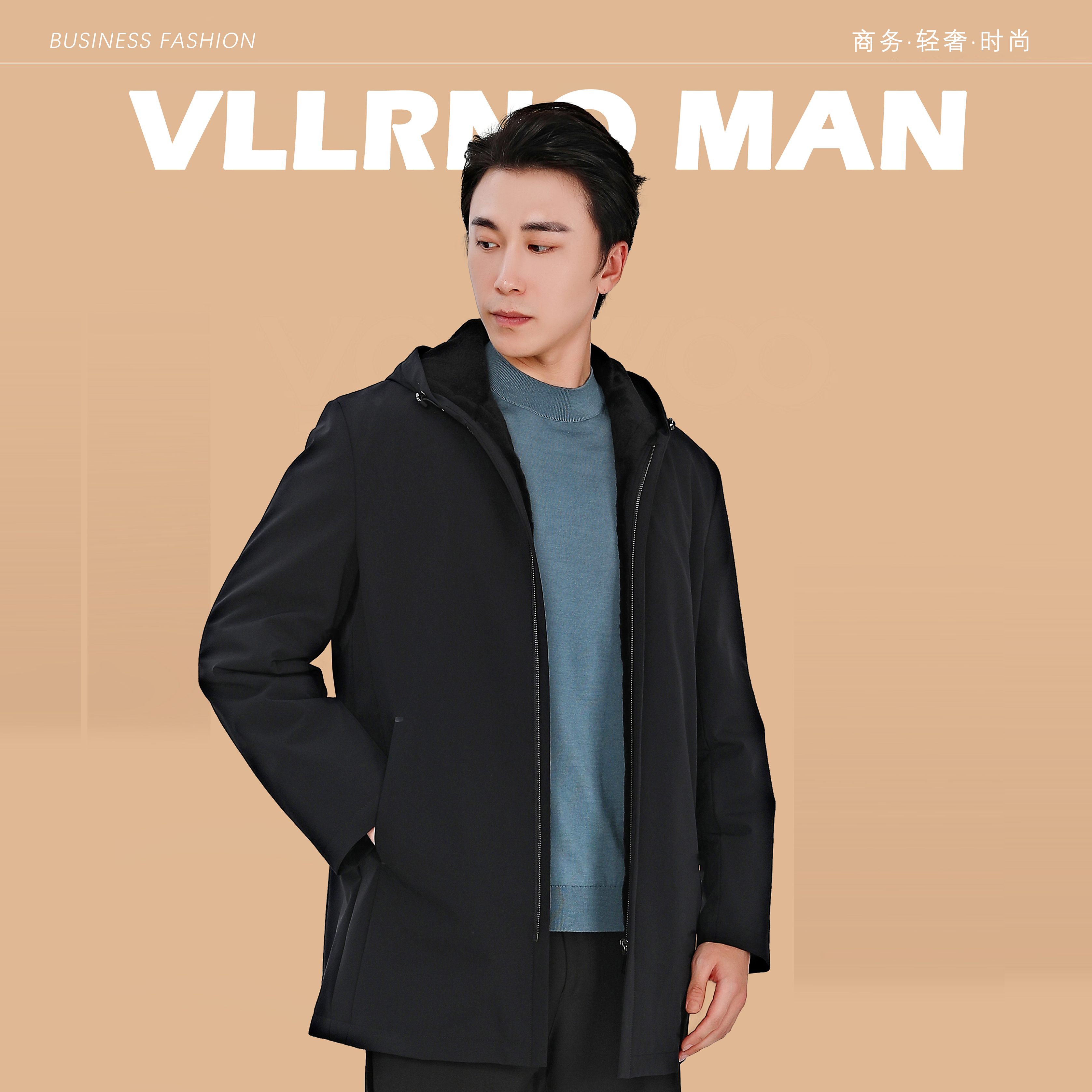 男款整貂进口水貂绒内胆尼克服连帽高端外套.