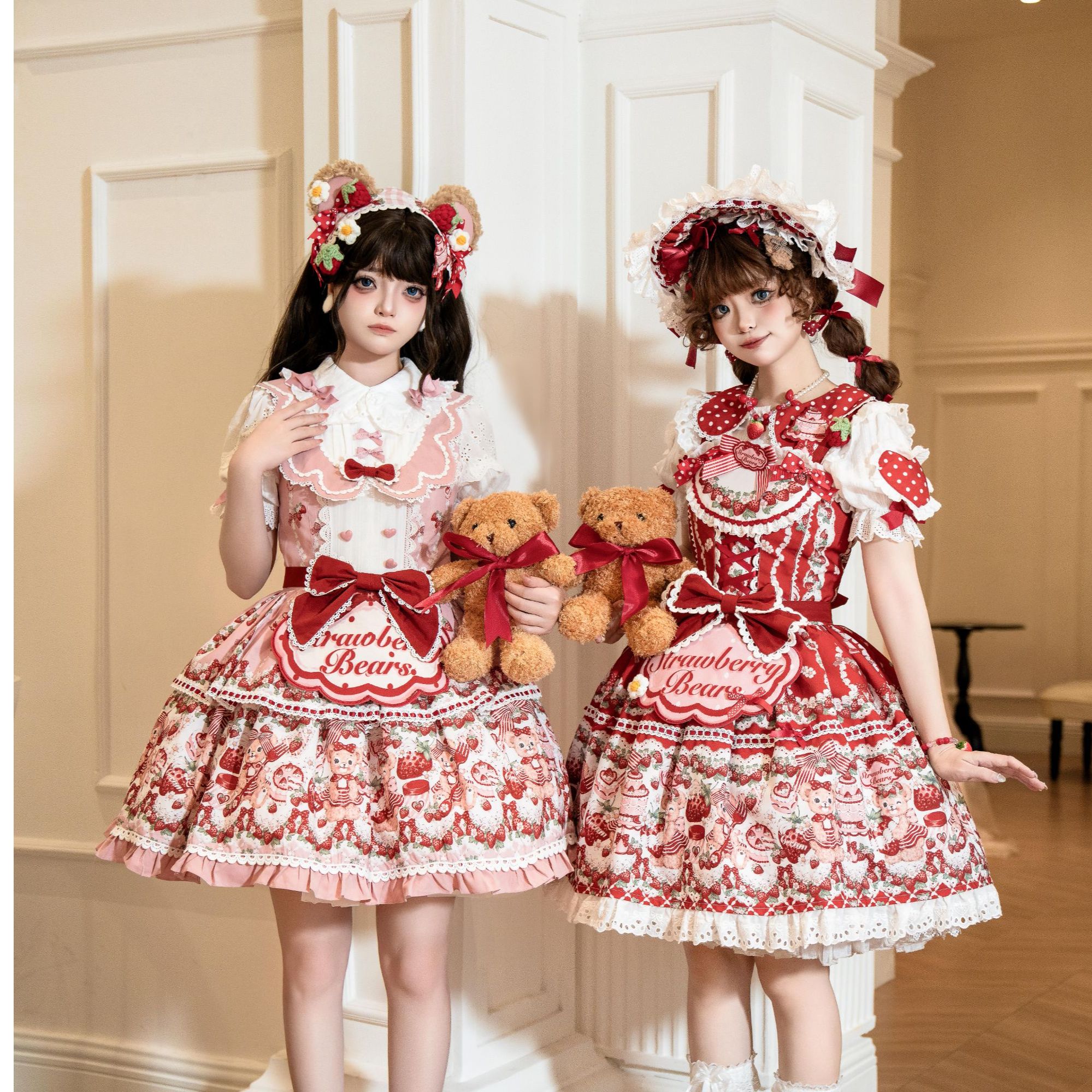 准现大全套《熊熊草莓园》甜美可爱草莓Lolita连衣裙