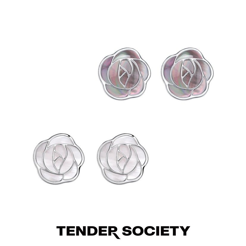 tender society 铜合金耳饰 Rosalie白/黑玫瑰大号耳钉小众轻奢款