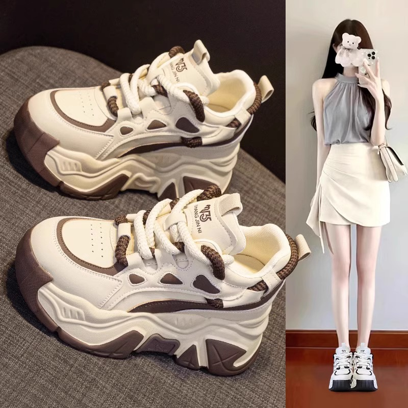 百丽纯爱潮老爹鞋女2023秋季学生爆款厚底网红百搭显脚小休闲春秋